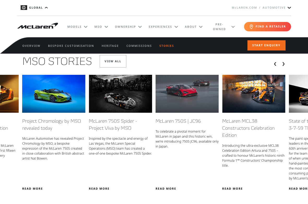 McLaren MSO website page