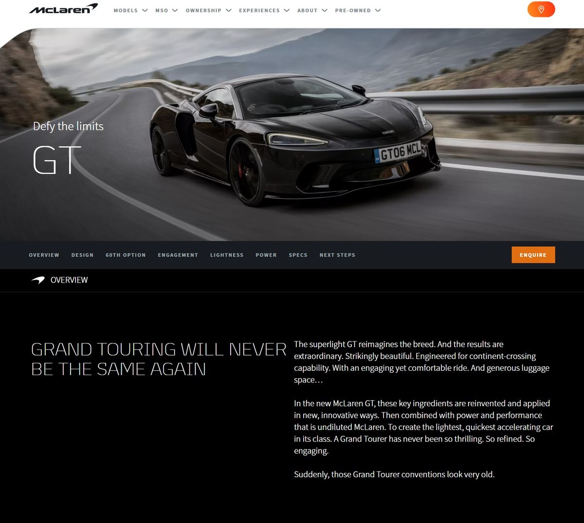 McLaren GT website